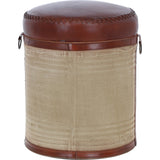 Ashwood Leather Bull Stool Brown/Grey: KI-211