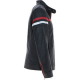 Ashwood Men's Leather Biker Jacket with Red Stripe Black: AWM-BOXER