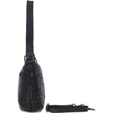 Vintage Woven Leather Shoulder Bag Black:  D-73