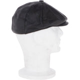Men's Small Fitting 8 Panel Leather Flat Cap Black: CAP 00