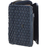 Vintage Woven Leather 7 Card Purse Navy:  D-82