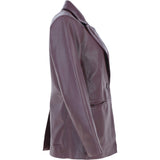 Womens Leather Fashion Single Breasted Blazer Burgundy: AWL-Blazer