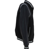 Ashwood Leather Men’s Wool and Leather Bomber Jacket with Striped Collar in Black: AWM-7