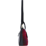 Versatile Ashwood Leather & Harris Tweed® Cloth Shoulder Bag Navy/Pink: TW-22-06-NP