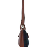 Versatile Ashwood Leather & Harris Tweed® Cloth Shoulder Bag Tan/Watch: TW-22-04-TW