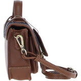Ashwood Leather & Harris Tweed® Cloth Mini Satchel Bag with Twist Lock Tan/Navy: TW-32-11-TN
