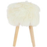 New Zealand Sheepskin Stool Natural: SHORT SHEEPSKIN STOOL