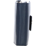 Ashwood Leather RFID Secure Wallet/Purse with Zip and Stud Closure Navy: X-30