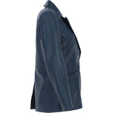 Womens Leather Fashion Single Breasted Blazer Navy: AWL-Blazer