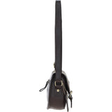 Ashwood Leather & Harris Tweed® Cloth Saddle Bag Brown/Green: TW-26-09-BG