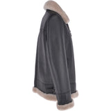 Mens Luxury Shearling Flying Jacket Black/cream: MP 34