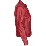 Leather Biker Jacket Wash/red: G 2131