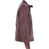 Ashwood Leather Mandarin Collar Biker Jacket Burgundy: AMJ-31