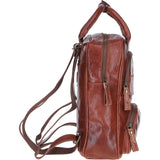Compact Leather Backpack with Front Zip Pockets Bridge: TL-006