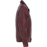 Men's Real Leather Brando Bomber Jacket Burgundy: AWM-601