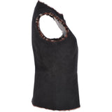 Reversible Suede And Leopard Print Sheepskin Gilet Leo/Brown: KB 709