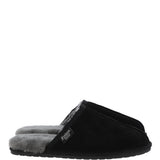 Fenland Classic Mens Suede Sheepskin Slippers Black/gray