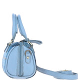 Ashwood Leather & Harris Tweed® Cloth X-Small Barrel Bag Blue/Lt-Blue: TW-60-19-BB