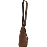 Tablet Friendly Medium Vintage Leather Messenger Bag Tan: Monti
