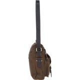 Fenland Canvas & Leather Crossbody Bag Brandy/green: FEN-752