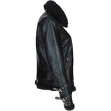 Womens Shearling Biker Jacket Black: 2418
