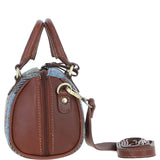 Ashwood Leather & Harris Tweed® Cloth Small Barrel Bag Tan/Mcload: TW-61-02-TM