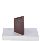 Cow Waxy Leather Classic 3 Card Bill-Fold and Coin Wallet Tan : 1552
