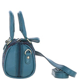 Ashwood Leather & Harris Tweed® Cloth X-Small Barrel Bag Teal/Navy: TW-60-16-TN