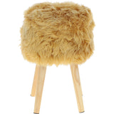 New Zealand Sheepskin Stool Ochre: SHORT SHEEPSKIN STOOL