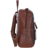 Authentic Ashwood Leather & Harris Tweed® Cloth Backpack Tan/Navy: TW-28-11-TN