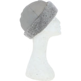 Ladies Luxury Leather And Sheepskin Hat Light Grey: KB-496