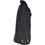 Luxury 4 Button Single Breasted  Sheepskin Coat Black: KE-223