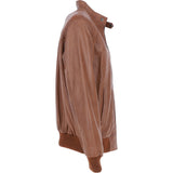 Men's Real Light Weight Leather Regular Fit Bomber Jacket Tan: G Bomber