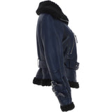 Women's Aviator Biker Jacket Blue/Black: 2420