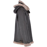 Hooded Sheepskin Flying Jacket Brown/Cream: FEN B3 HOODY