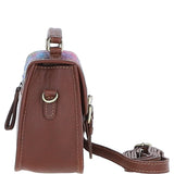 Ashwood Leather & Harris Tweed® Cloth Small Satchel Bag Tan/Purple: TW-67-13-TP
