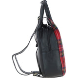 Ashwood Leather & Harris Tweed® Cloth Multi-Pocket Backpack Black/Red: TW-66-14-BR