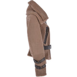 Double Collar Fitted Teddy Sheepskin Flying Jacket Biscuit Brown: KB-770