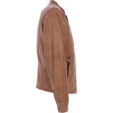 Mens Leather Biker Jacket Tan: BR FONS-1