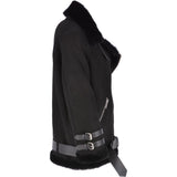 Womens Oversized Sheepskin Flying Jacket Black/Snuff: KB-20091