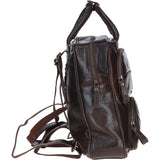 Compact Leather Backpack with Front Zip Pockets Brown: TL-006