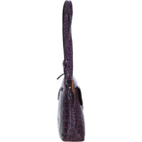 Ashwood Leather Croc-embossed Crossbody X Shoulder Bag for Woman Purple: 79651