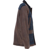 Ashwood Leather x Harris Tweed Men's Buff Lamb Leather Jacket with Corduroy Collar Brown/Navy: TW-903-011-BN