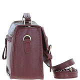 Ashwood Leather & Harris Tweed® Cloth Small Satchel Bag Wine/Mcload: TW-67-17-WM