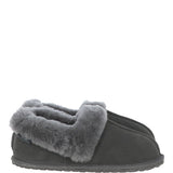 Women's Classic  Suede Sheepskin Cuff Slippers Grey: LADIES CUFF SLIPPERS
