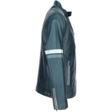 Men's Ashwood Leather Casual Jacket with Contrast Stripes Navy: AWM-260