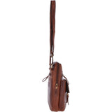 Leather Vintage Medium Flight Shoulder Bag Tan : G-33