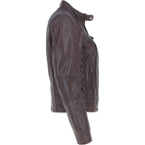 Leather Biker Style Jacket Bordeaux : Awl-1201