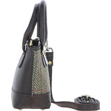 Ashwood Leather & Harris Tweed® Cloth Small Grab Bag Brown/Green: TW-63-09-BG