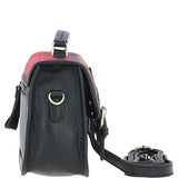 Ashwood Leather & Harris Tweed® Cloth Small Satchel Bag Black/Red: TW-67-14-BR